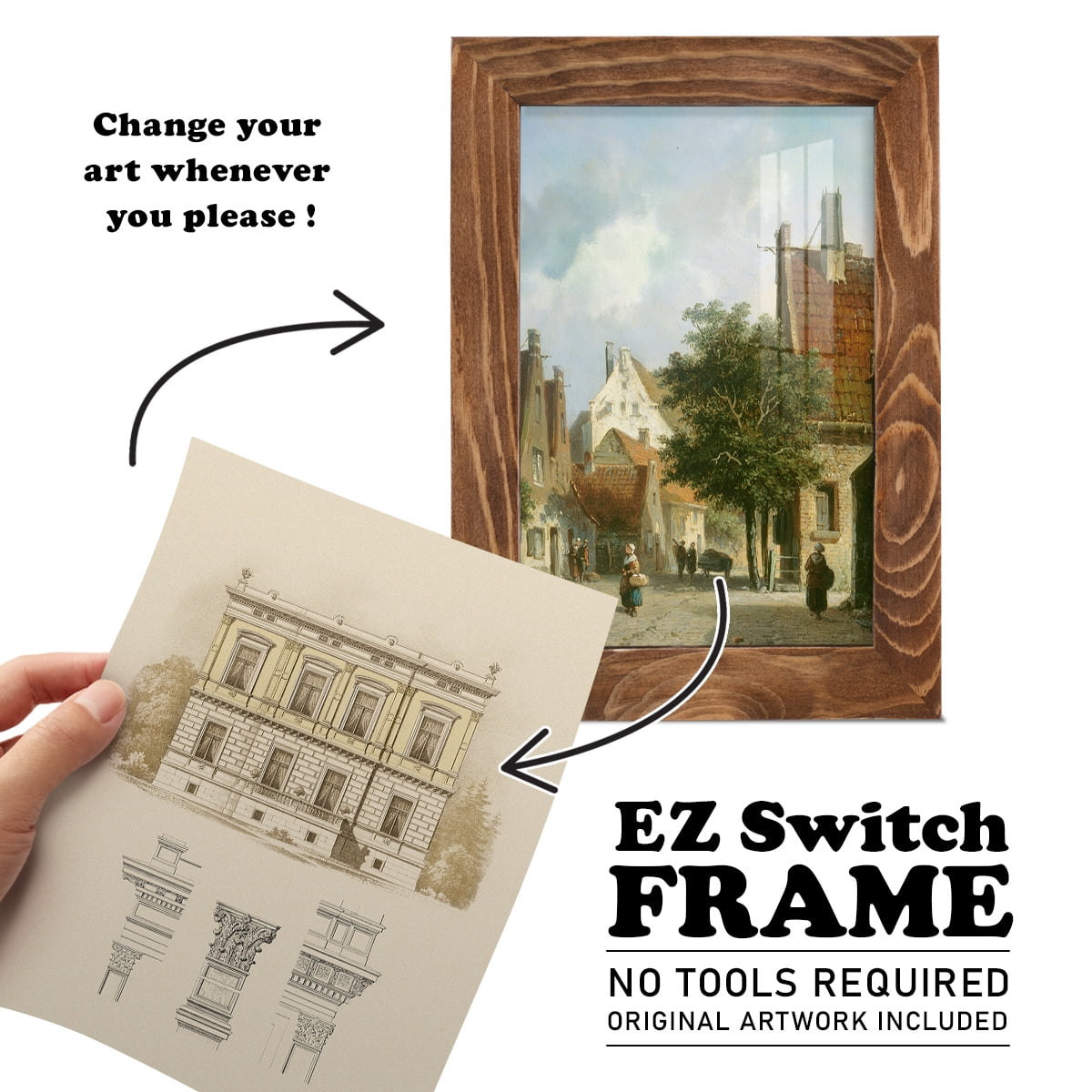 Estate & Plan IV -Framed Print w/glass-Walnut