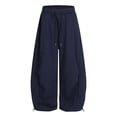 thumbnail image 4 of Girls Barrel Leg Sweatpants Baggy Wide Leg Open Bottom Drawstring Athletic Track Pants Pockets School Sport Trousers, 4 of 5
