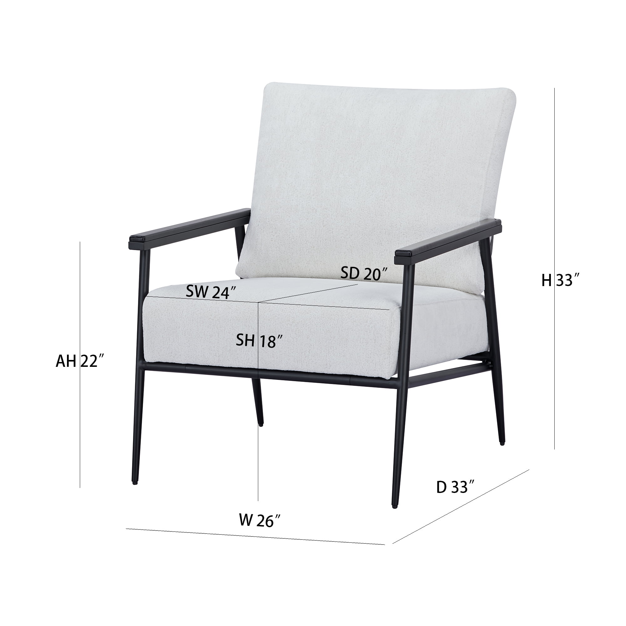 A&D Home Parker Polyester Sherpa Accent Chair, Ivory