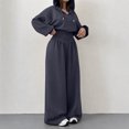 thumbnail image 5 of ClodeEU Women's 2 Piece Outfits ,Hoodie Sweatshirt and High Waist Wide Leg Pants Set, Solid Color Casual Tracksuit ,Women's Plus M, 5 of 8