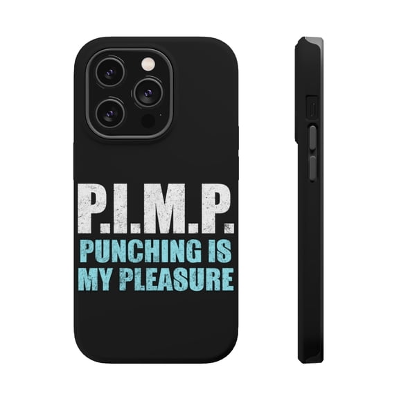 DistinctInk Tough Case for Apple iPhone 15 PRO (6.1" Screen), Compatible with MagSafe Charging - PIMP - Punching Is My Pleasure