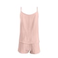 thumbnail image 7 of Levmjia Dressy Two Piece Sets For Women Solid Color Imitation Cotton And Linen Suspender Summer Sleeveless Top and Shorts Set Casual Outfit For Daily Wear Home, 7 of 7