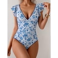 thumbnail image 4 of Traje de baño de una pieza Aidonger con volantes, cuello en V, control de barriga, 4 of 7
