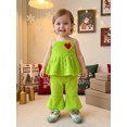 thumbnail image 6 of RUINIXCW Kids Toddler Baby Girl Christmas Outfit Infant Baby Girl Fall Winter Xmas Clothes Heart Embroidery Warm Fuzzy Camisole Top Flared Pants Set, 6 of 9