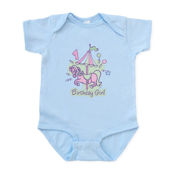 CafePress - Carousel Birthday First Baby Light Bodysuit - Baby Light Bodysuit, Size Newborn - 24 Months