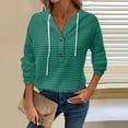 thumbnail image 2 of Comdrip Waffle Hoodie Women, Tops Pullover Women Casual Button Autumn Solid Winter Hoodie Women's Blouse Womens Hoodies Mint Green 2XL, 2 of 5