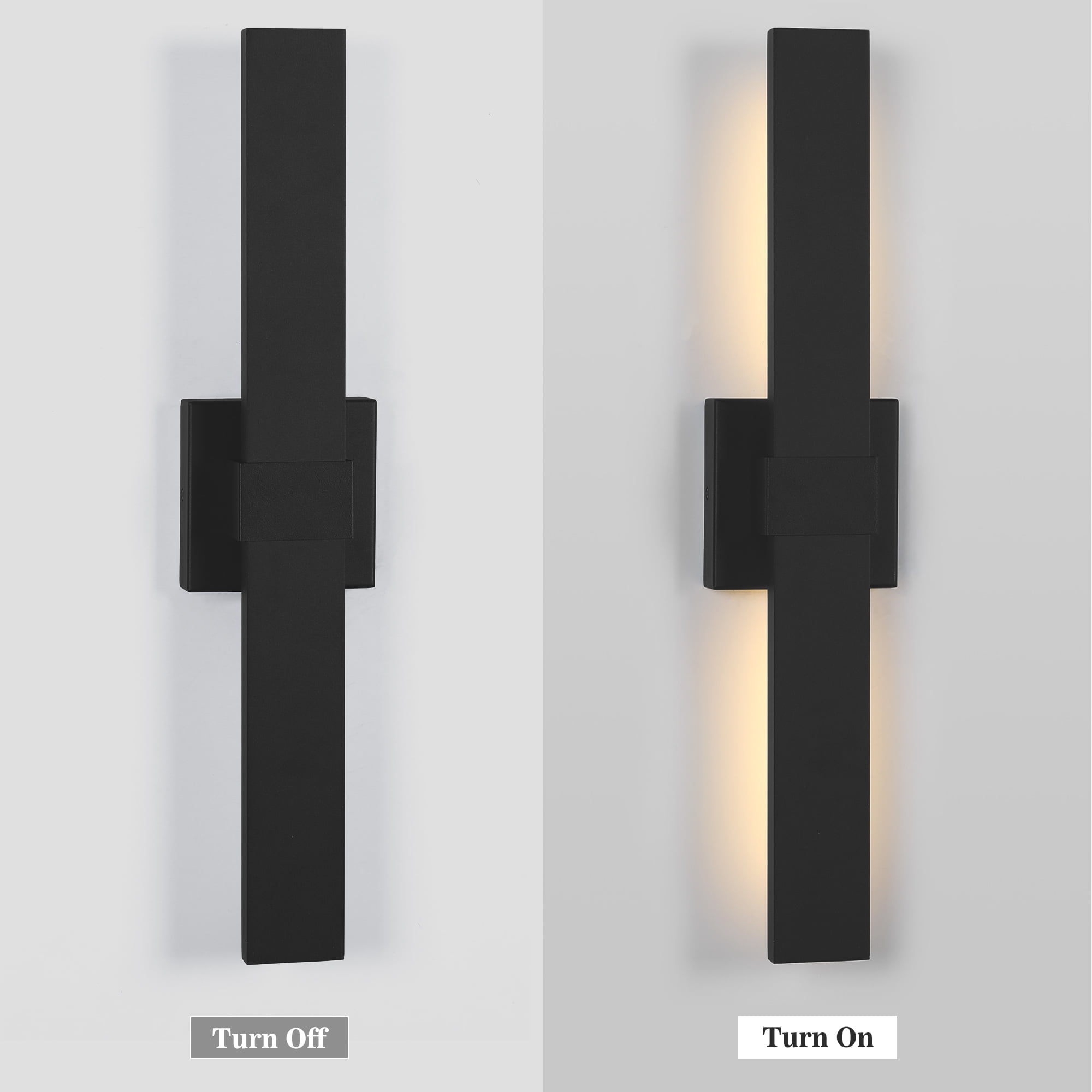 Outdoor LED Wall Light LED Linear Modern Porch & Patio Wall Sconce Black Exterior Lights Wall Light for Living Room Garage Bathroom(15.7H Black)