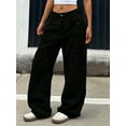 thumbnail image 4 of Women's Mid  Rise Wide Leg Light Blue Patchwork Cargo Jeans Casual Streetwear Denim Pants, 4 of 8