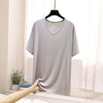 thumbnail image 4 of MORESEC Women Plus Size V Neck Short Sleeve T-Shirt Casual Loose Fit Tee Shirt Solid Color Tops Everyday Comfort Wear Summer Fashion Clothes, Silver 5XL, 4 of 5