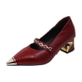 thumbnail image 3 of Women's Pumps for Women Trendy Pointed Toe Chunky Heel Mary Jane Shoes Comfortable Snake Embossed Metal Chain Decor Casual Dress Shoes Fashion Plus Size Black Shoes for Women, 3 of 10