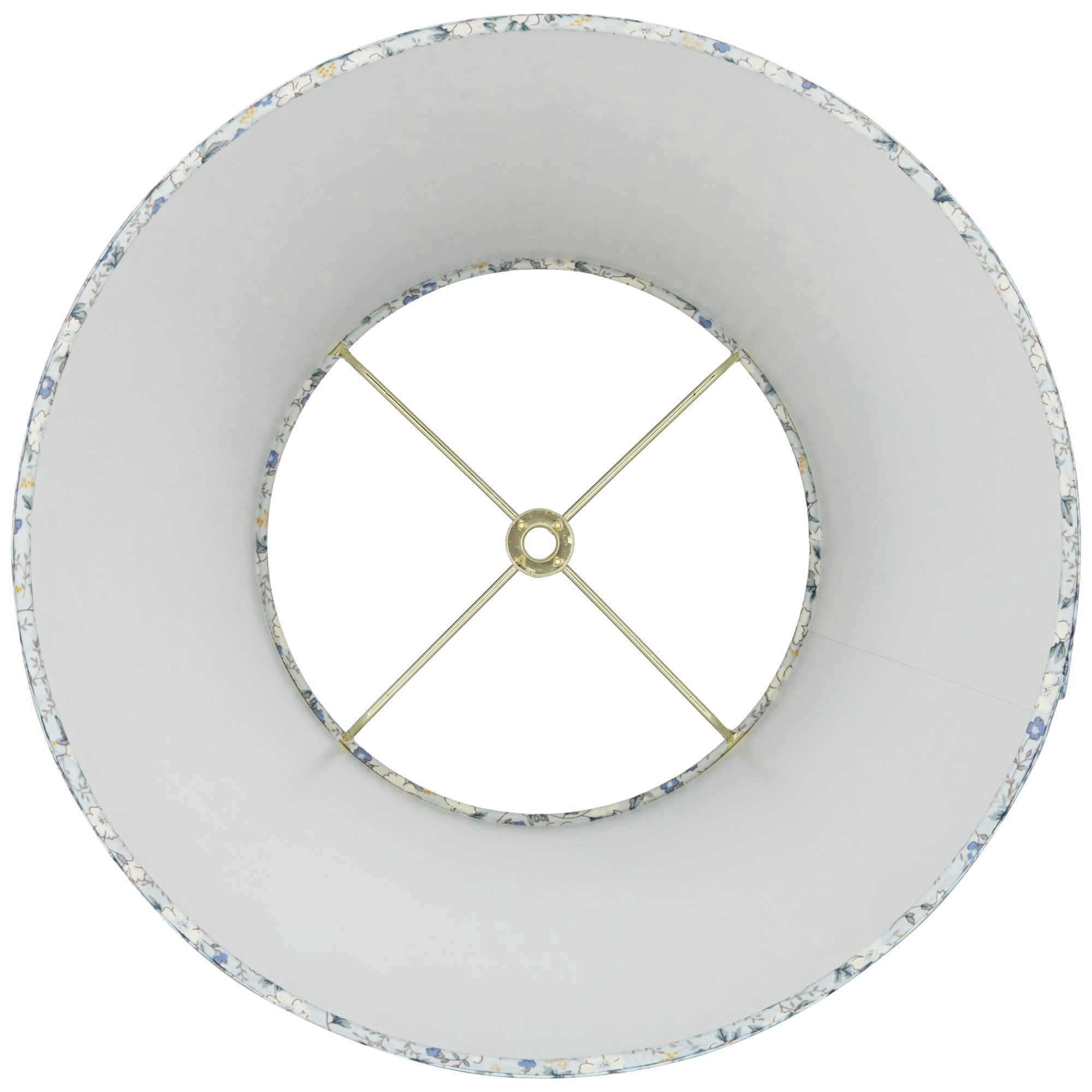 Springcrest Collection Hardback Pleated Empire Lamp Shade Blue White Floral Medium 8" Top x 13" Bottom x 11" Slant Spider with Harp and Finial Fitting