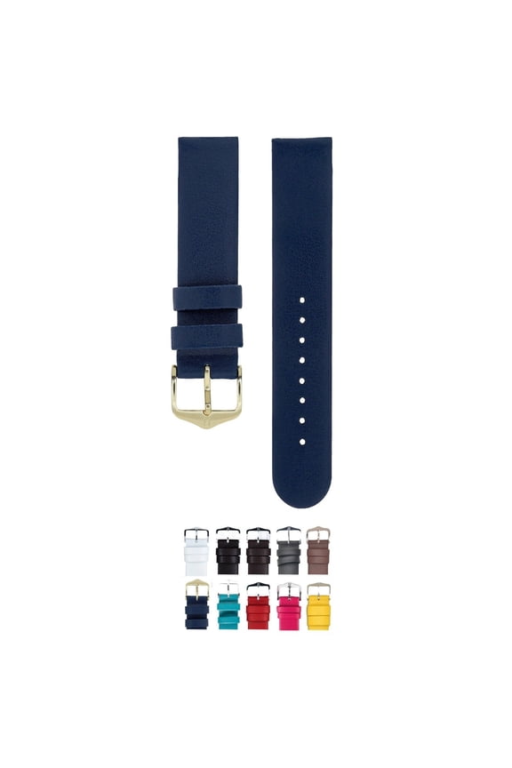 Scandic Italian Calfskin Watch Strap - Blue - M - 18mm - Stainless Steel Buckle - Untextured Leather Band
