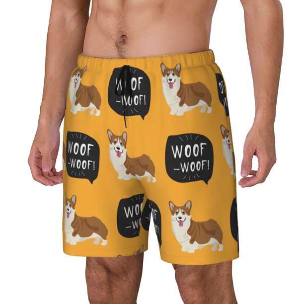 Fotbe Corgi Traje de Baño para Hombre – Shorts de Natación de Secado Rápido con Forro y Bolsillos-Small