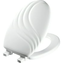 Mayfair Swirl Elongated Enameled Wood Toilet Seat in White with Stay·Tite