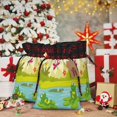 thumbnail image 6 of Rocae Two Frogs Are Sitting On Water Lilies Print Christmas Drawstring Linen Gift Bag with Drawstrings Treat Bag Goody Present Bags for Christmas Party Favor, 6 of 8