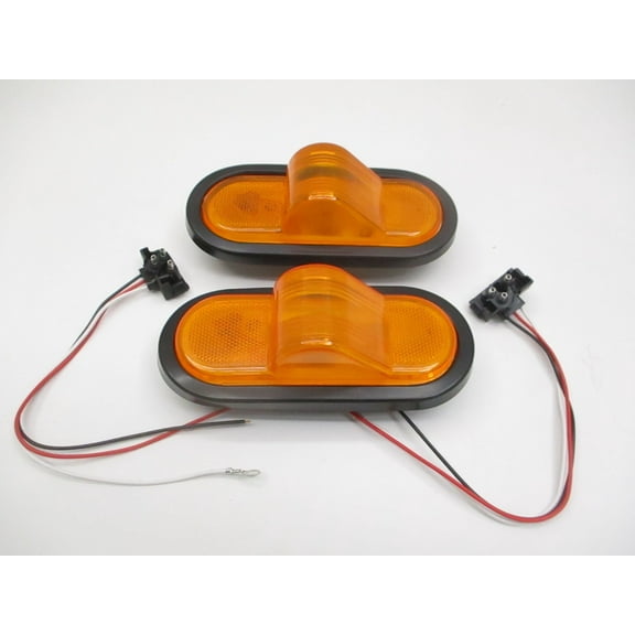Amber Incandescent 6" Oval Truck Semi Trailer Mid Turn Signal Marker Light Kits