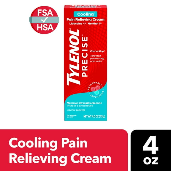 Tylenol Precise Cooling Pain Relieving Cream, Lidocaine & Menthol, 4oz