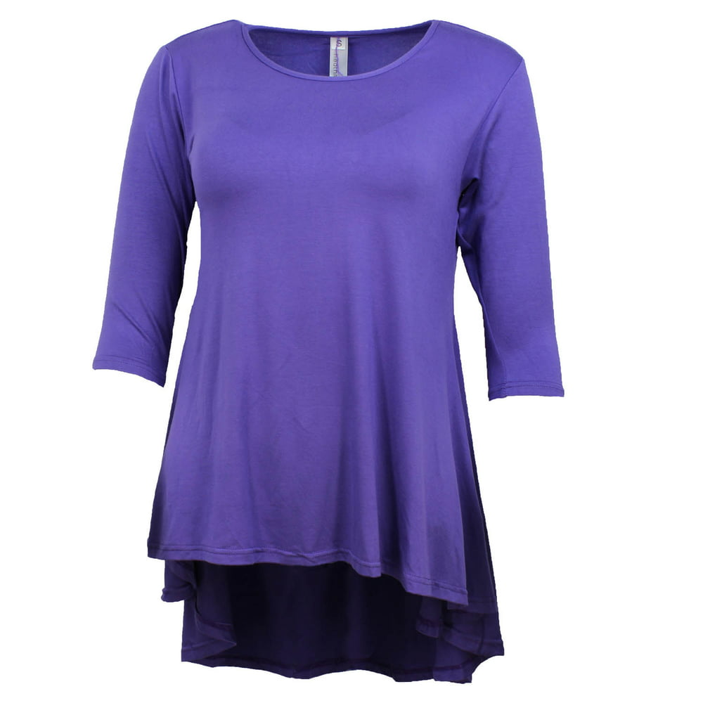 Heathmoor - Heathmoor Womens 3/4 Sleeve Swing Tunic Top (Small, Purple ...