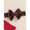 thumbnail image 4 of Bagilaanoe 3Pcs Newborn Baby Girls Christmas Clothes Long Sleeve Romper Tops + Plaid  Skirt + Headband 3M 6M 9M 12M 18M Infant Casual Skirt Set, 4 of 6