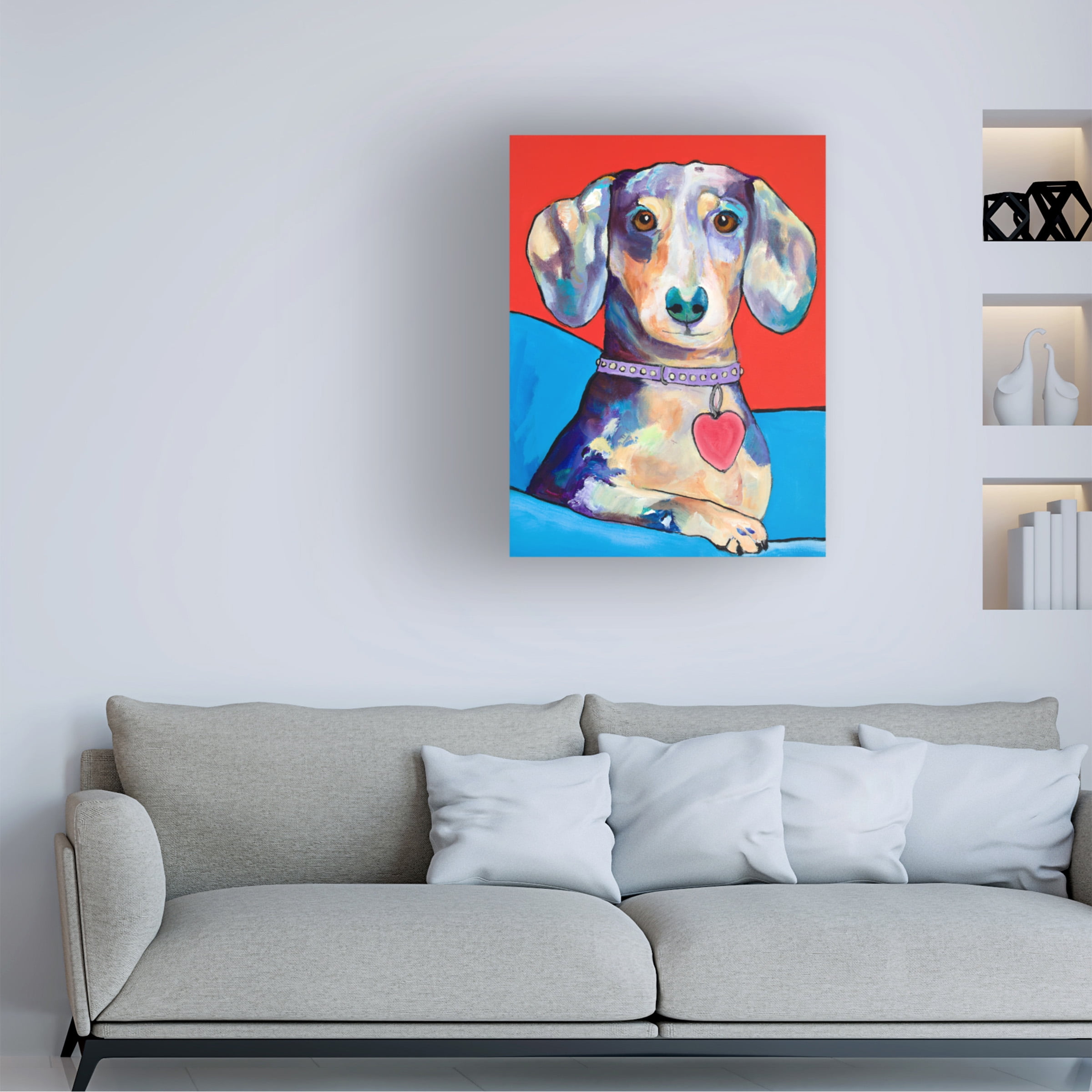 Trademark Fine Art Pat Saunders-White Beverly Dachshund Canvas Wall Art - 35x47