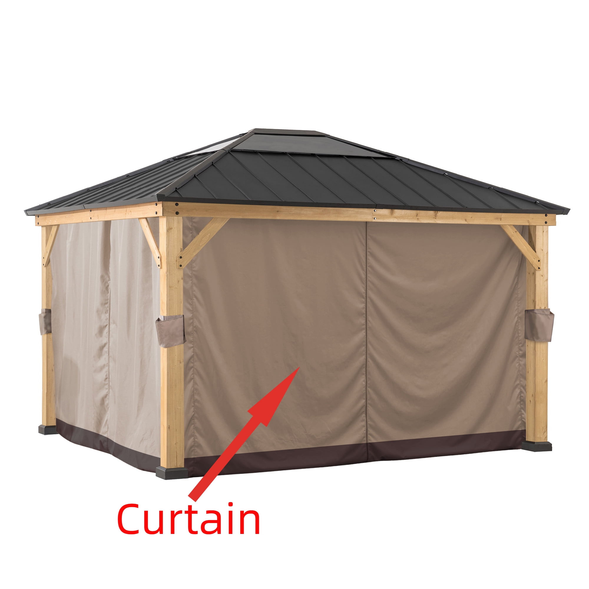 Rideaux universels Sunjoy pour gazebos à ossature de bois de 11 pi × 13 pi