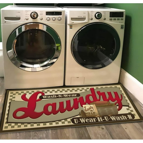 Tapis de Buanderie 48x20 Pouces Tapis en Caoutchouc Antidérapant pour Salle de Lavage et Cuisine Tapis de Sol Antidérapant au Design Durable Idéal pour la Buanderie et les Espaces Utilitaires