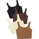 thumbnail image 1 of 4 piezas de cuello redondo sin mangas de punto acanalado para mujer Black Brown Coffee Apricot G Black Brown Coffee Apricot G Xishao ropa, 1 of 2