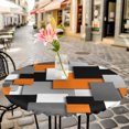thumbnail image 6 of Burnt Orange Black Geometric Round Tablecloth for 36-44 Inch Tables,Fitted Table Cover with Elastic Edge,Modern Abstract Art Block Waterproof Outdoor Table Cloth Protector for Patio Garden Dinner, 6 of 9
