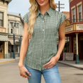 thumbnail image 2 of WHEANG Womens Button Down Shirts Cotton Sleeveless Blouses 2026 Summer V Neck Basic Casual Loose Fit Tank Blouse Tops for Women Fashion Sleeveless Tops for Women Green 2XL, 2 of 5