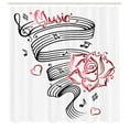 thumbnail image 3 of Ambesonne Tattoo Shower Curtain, Language of Love Music, 69"Wx84"L, White Black and Pink, 3 of 5