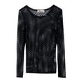 thumbnail image 4 of DcoolMoogl Women Fishnet Sheer T-Shirts Blouse Top Gothic Long Sleeve See Through Mesh Shirt Casual Clubwear Summer Tops, 4 of 5