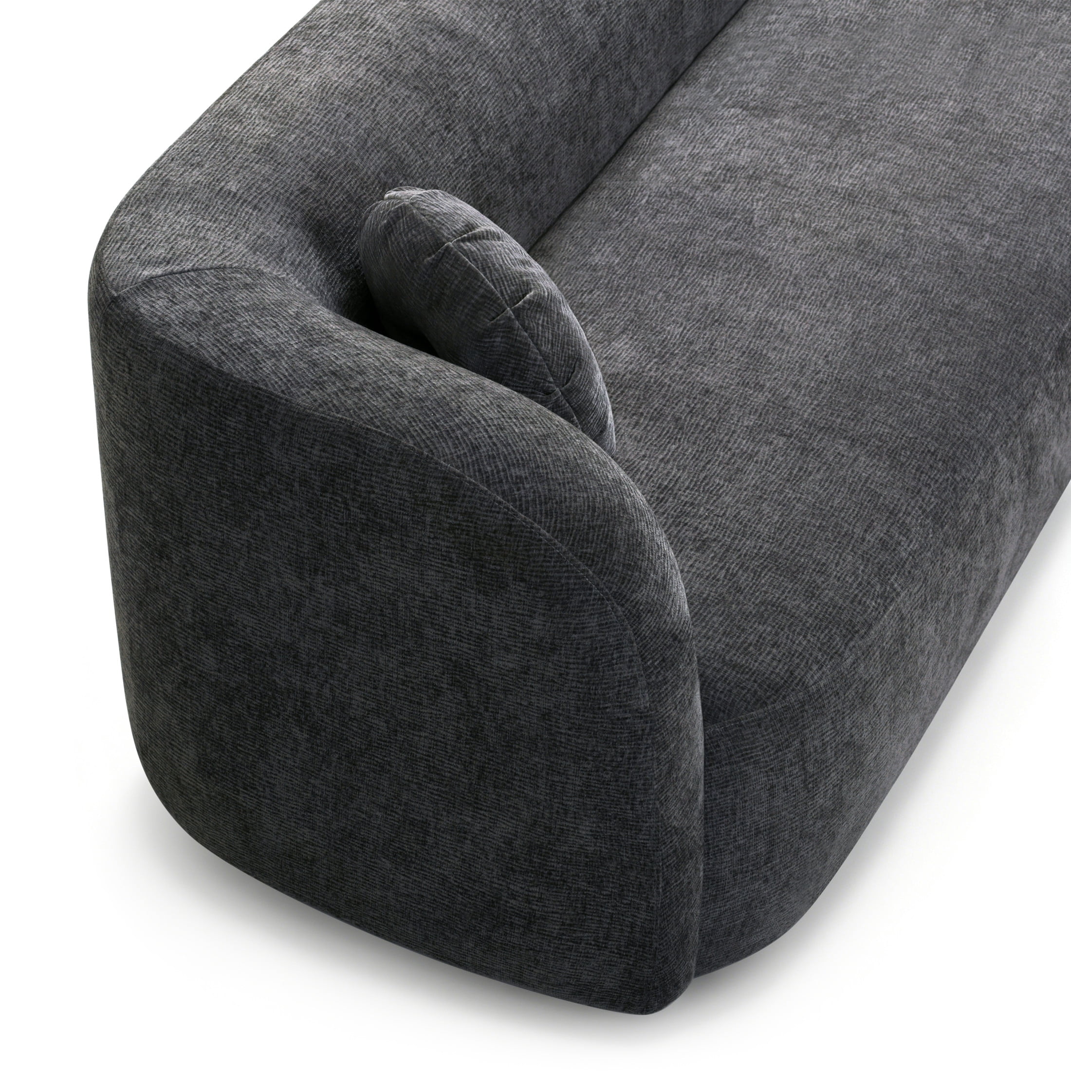 Christopher Knight Home 128" Modern Curved L-Shaped Chenille Sectional Sofa with Chaise, Charcoal Gray