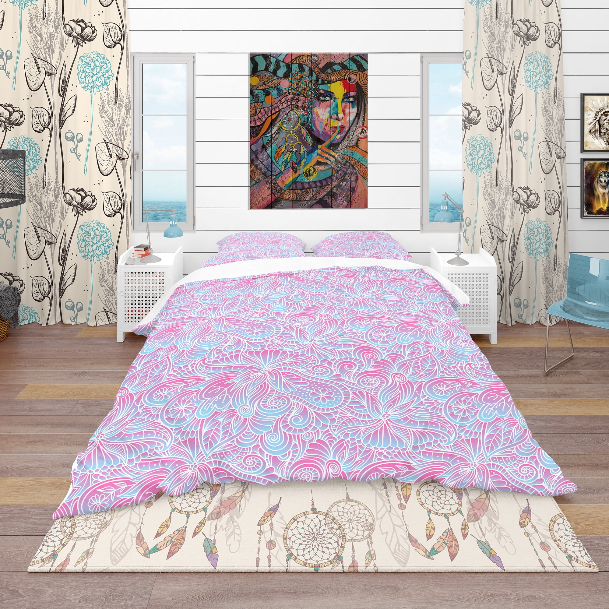 Designart 'Wavy Gradient Pattern' Bohemian & Eclectic Duvet Cover Set