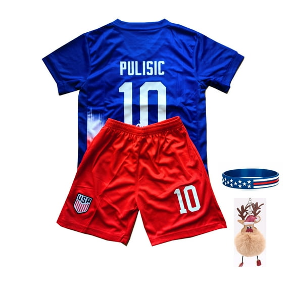 Sposoccers Kids Soccer Jersey New Boys Football Uniforms For PULISIC-FANS Youths Shirt Short Sleeves Away Blue 7-9y