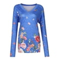 thumbnail image 3 of USSUMA Shirts for Women Trendy, Women's Junior Tee Shirt Long-Sleeves Graphic Camo Printed V-neck 2022 Bohemian Cute T Shirt Loose Blouse T-shirts Graphic Skull Print Tunic Tops, 3 of 8