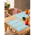 thumbnail image 4 of Ocean Placemats Set of 6 Shell Coral Starfish Stripes Navy Turquoise Place Mat for Dining Table Washable Burlap Cotton Table Mats, 4 of 6