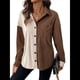 thumbnail image 2 of Blusas de para Mujer, Camisas con Botones, Bolsillos, Mangas Largas, Chaquetas y Abrigos. Marrón S, 2 of 10
