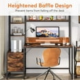 thumbnail image 4 of 55 Inch Computer Desk with 2 Drawers and Storage Shelves, Rustic Office Desk with Hutch, Study Writing Gaming Table Laptop Workstation for Home Office (Brown), 4 of 7