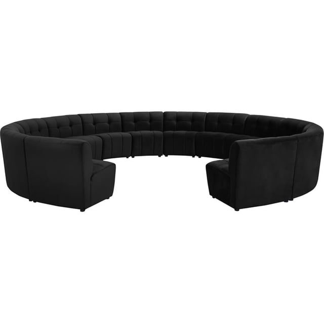 Meridian Furniture Limitless Black Velvet Modular 14 Piece Sectional