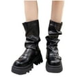 thumbnail image 5 of Fashion Casual Boots Thick Heel Solid Color Women's Versatile Belt Buckle Shoes for Fall and Winter Outdoor and Everyday Wear Black,36, 5 of 5