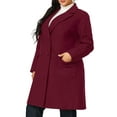 thumbnail image 4 of Unique Bargains Women's Plus Notched Lapel Double Breasted Long Coat Burgundy 4X, 4 of 6