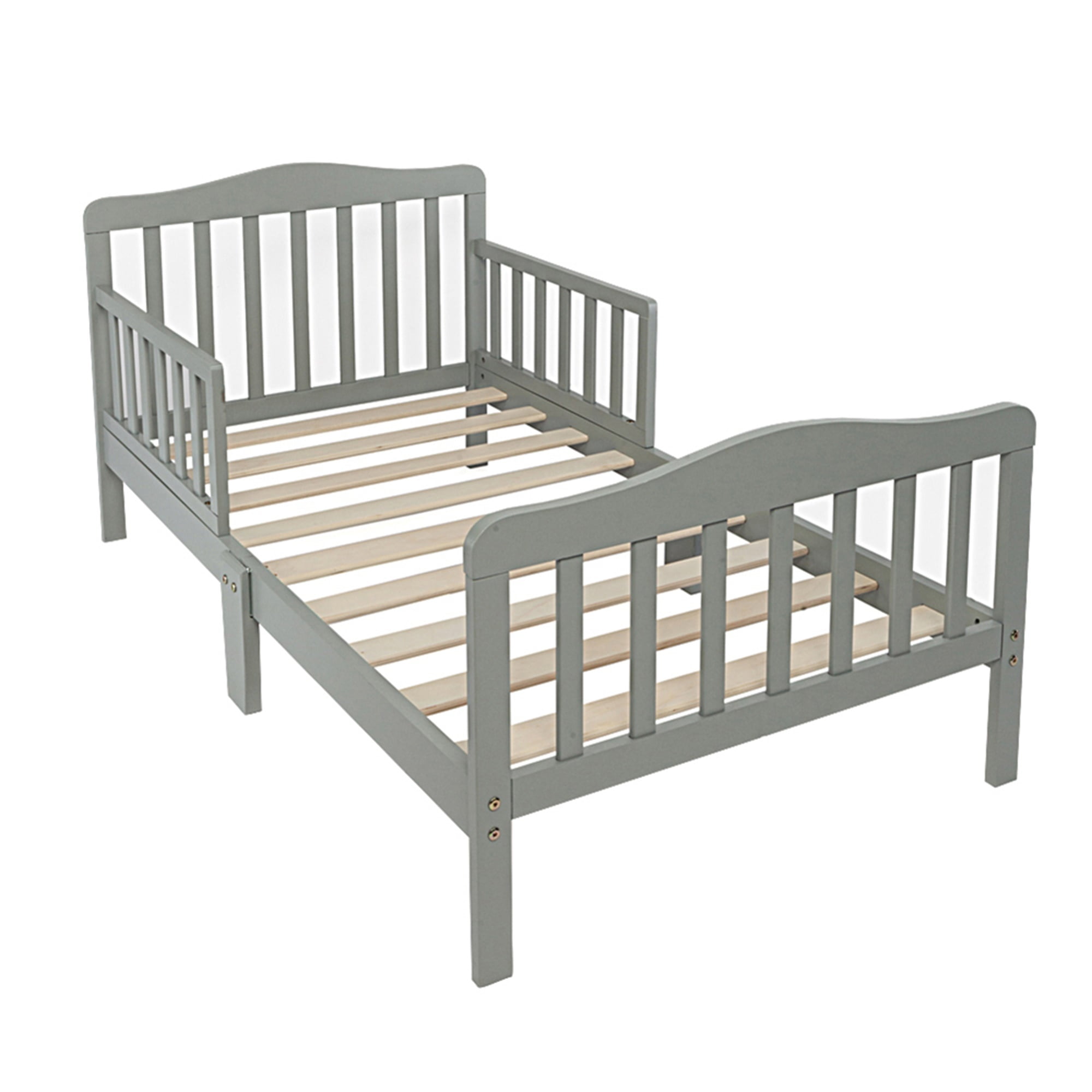 Kadyn Toddler Bed, Classic Solid Wood Children's Bed Frame with Safety Rails, Wooden Bed Frame Toddler Bed with Wooden Slat Support, Boys and Girls Bedroom Furniture