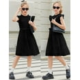 thumbnail image 6 of Oudiya Tween Girls Spring Dress Casual Ruffle Sleeve with Belt A Line Formal Elegant Party Dresses for Kids 5-16Y, 6 of 9