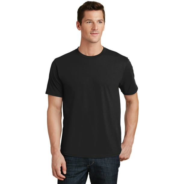 Port & Co Adult Male Men Plain Short Sleeves T-Shirt Jet Black Large ...