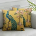 thumbnail image 2 of COMIO  Throw Pillow Covers Vintage Watercolor with Peacock On Tree Cherry Flowering Trees with Flowers Yellow Colorful Bird Decorative Square Pillowcases Cushion Cover 2pc, 2 of 6