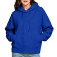thumbnail image 6 of Dgankt Women's Oversized Cropped Hooded Pullover Sweatshirt Long Sleeve Drop Shoulder with Kangaroo Pocket, 6 of 9