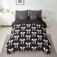 thumbnail image 2 of jejeloiu Chic Bow Tie 7 Pieces Bedding Comforter Set,Pink Ribbon Bowknot Full Bedding Set For Girl Teens Reversible, 2 of 8
