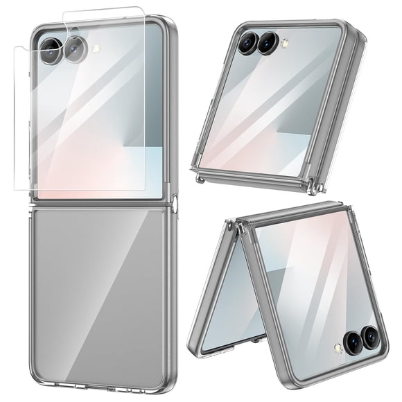 Funda para teléfono VEGO Galaxy Z Flip 7 de TPU transparente con protector de pantalla