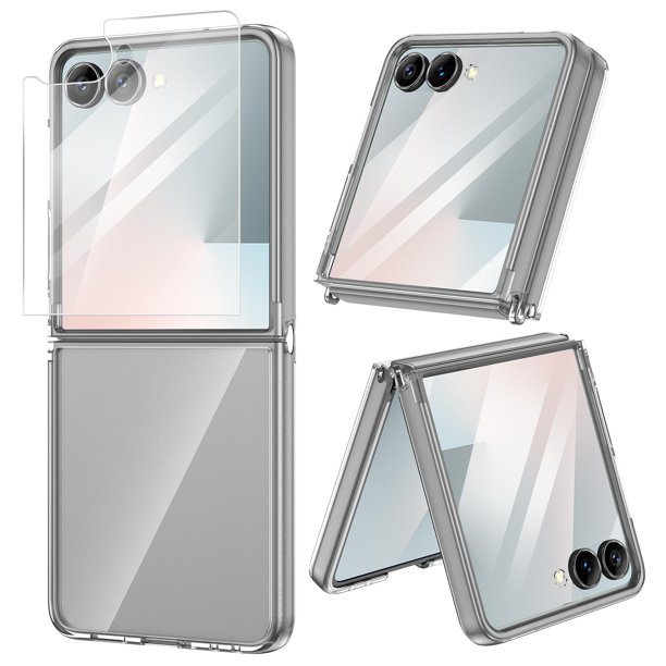 Funda para teléfono VEGO Galaxy Z Flip 7 de TPU transparente con protector de pantalla