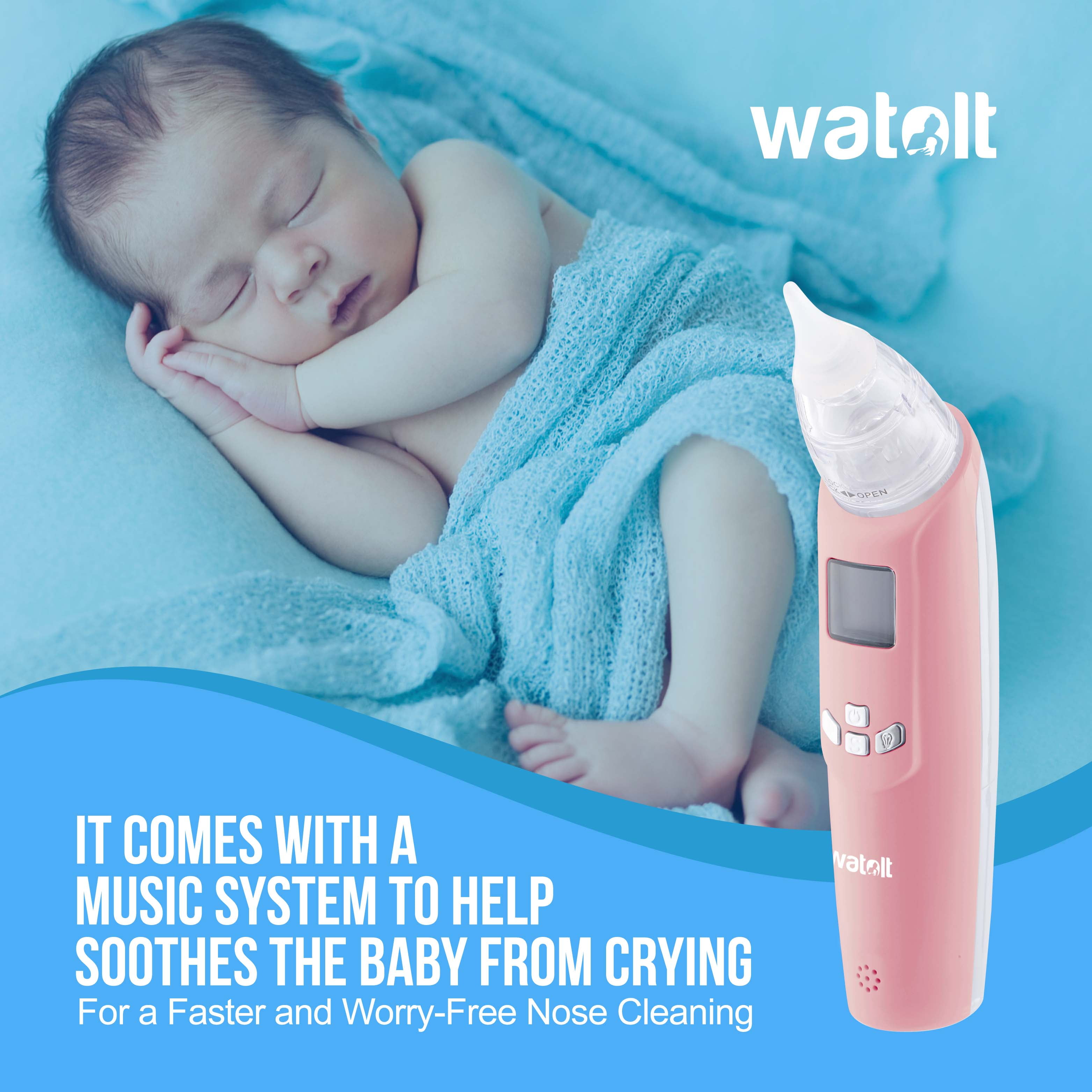 Watolt Baby Nasal Aspirator - Electric Nose Suction for Baby - Automatic Booger Sucker for Infants - Battery Powered Snot Mucus Remover for Kids Toddlers (White, Standard)